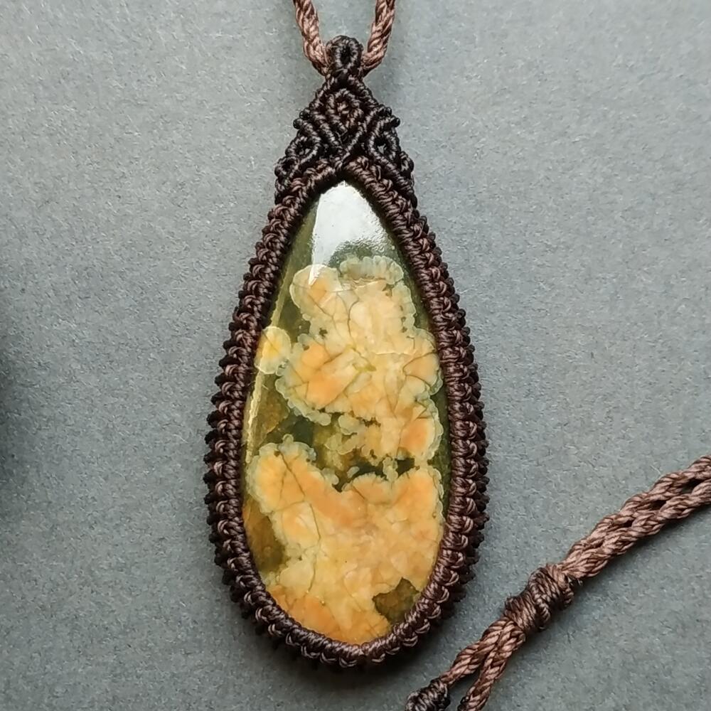 Rhyolite Macrame Necklace | Pendant size approx 4.9 cm