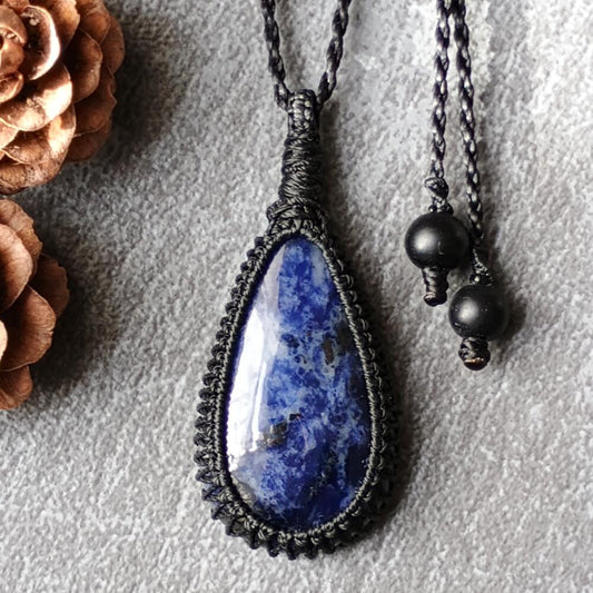 Sodalite Macrame Necklace | Pendant size approx 4.7 cm