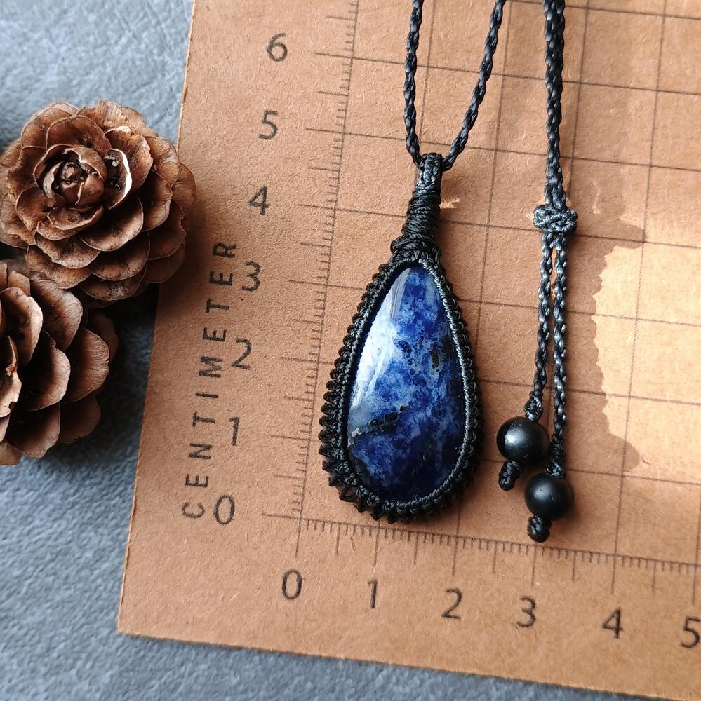 Sodalite Macrame Necklace | Pendant size approx 4.7 cm