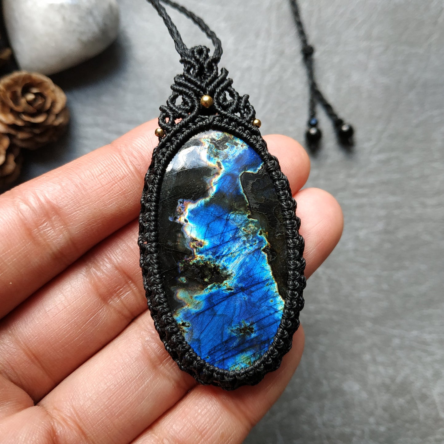 Labradorite Macrame Necklace - SOLD