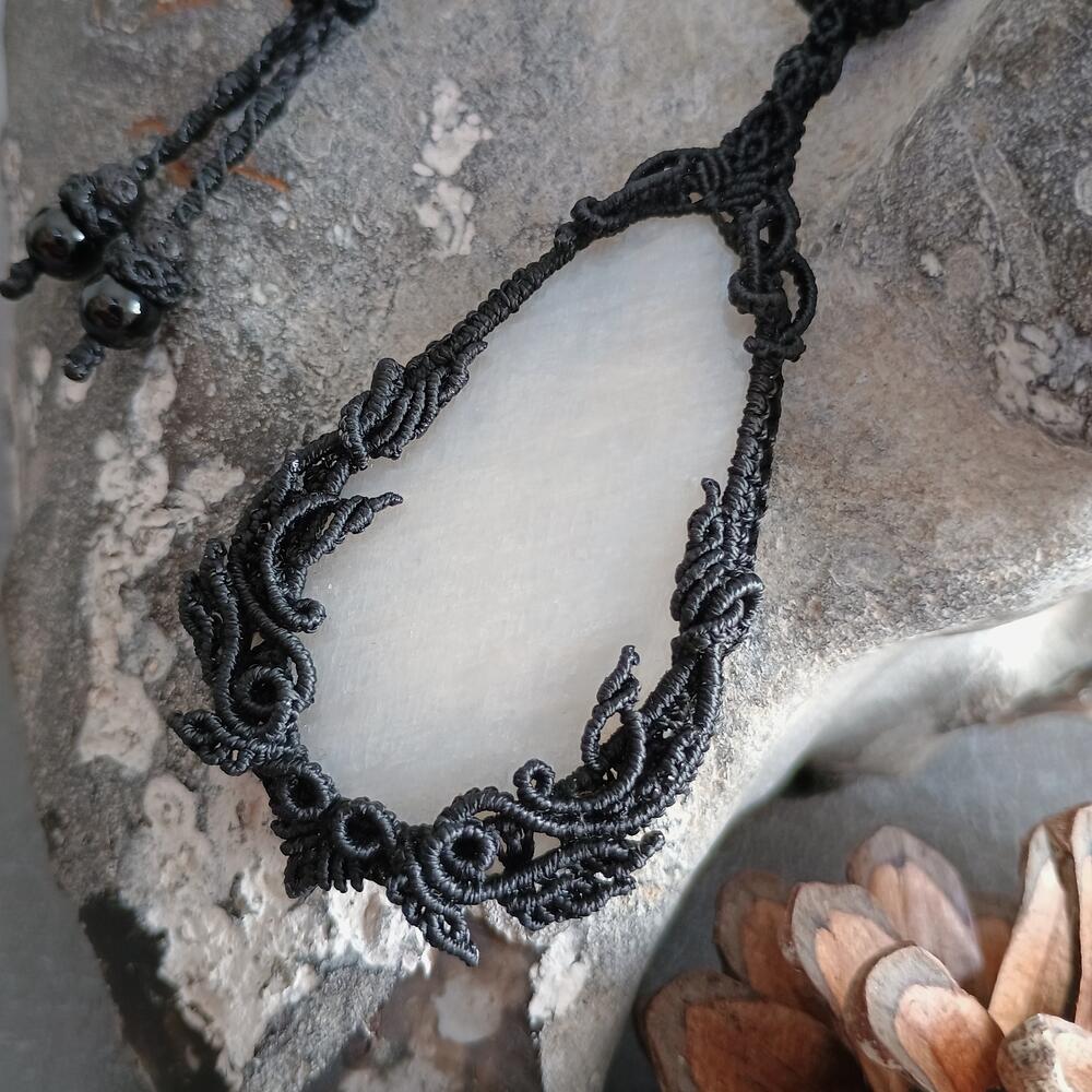 Kinaree - Moonstone Macrame Necklace | Freehand Design | Pendant size approx 7.2 cm