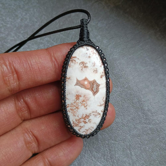 Rosita Jasper Macrame Necklace | Pendant size approx 5.4 cm | Clearance