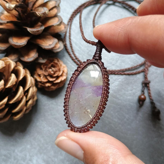 Ametrine Macrame Necklace | Pendant size approx 4.5 cm