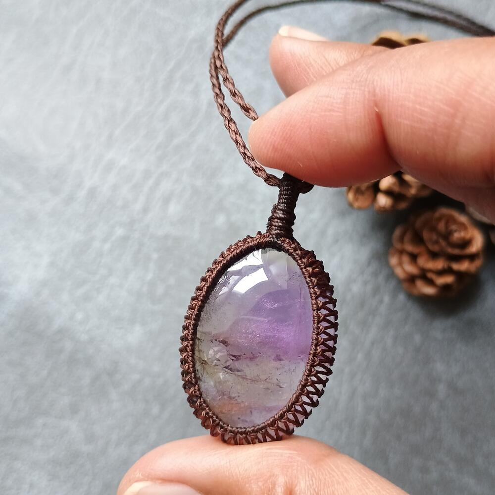 Ametrine Macrame Necklace | Pendant size approx 4.5 cm