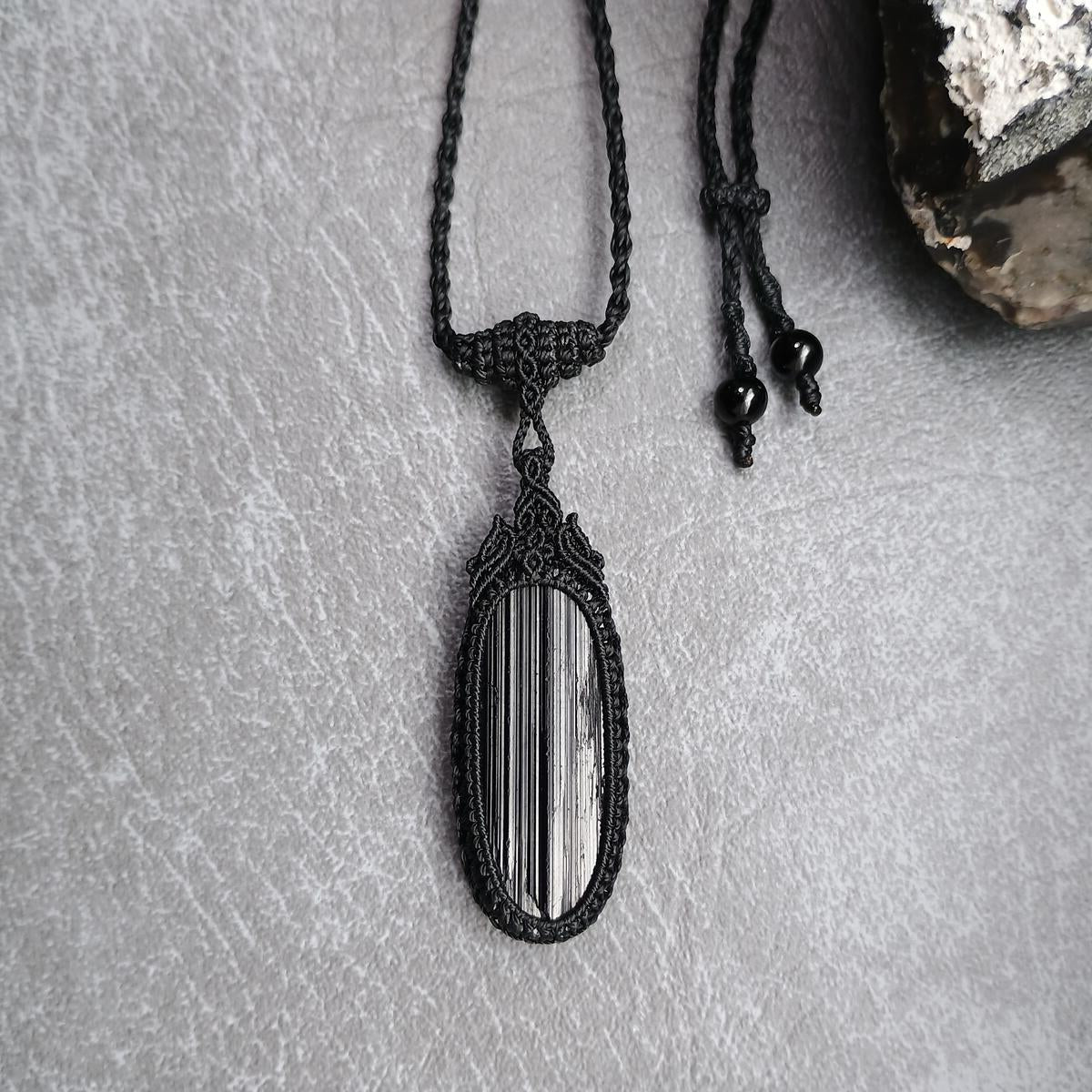 Black Tourline Macrame Necklace - SOLD