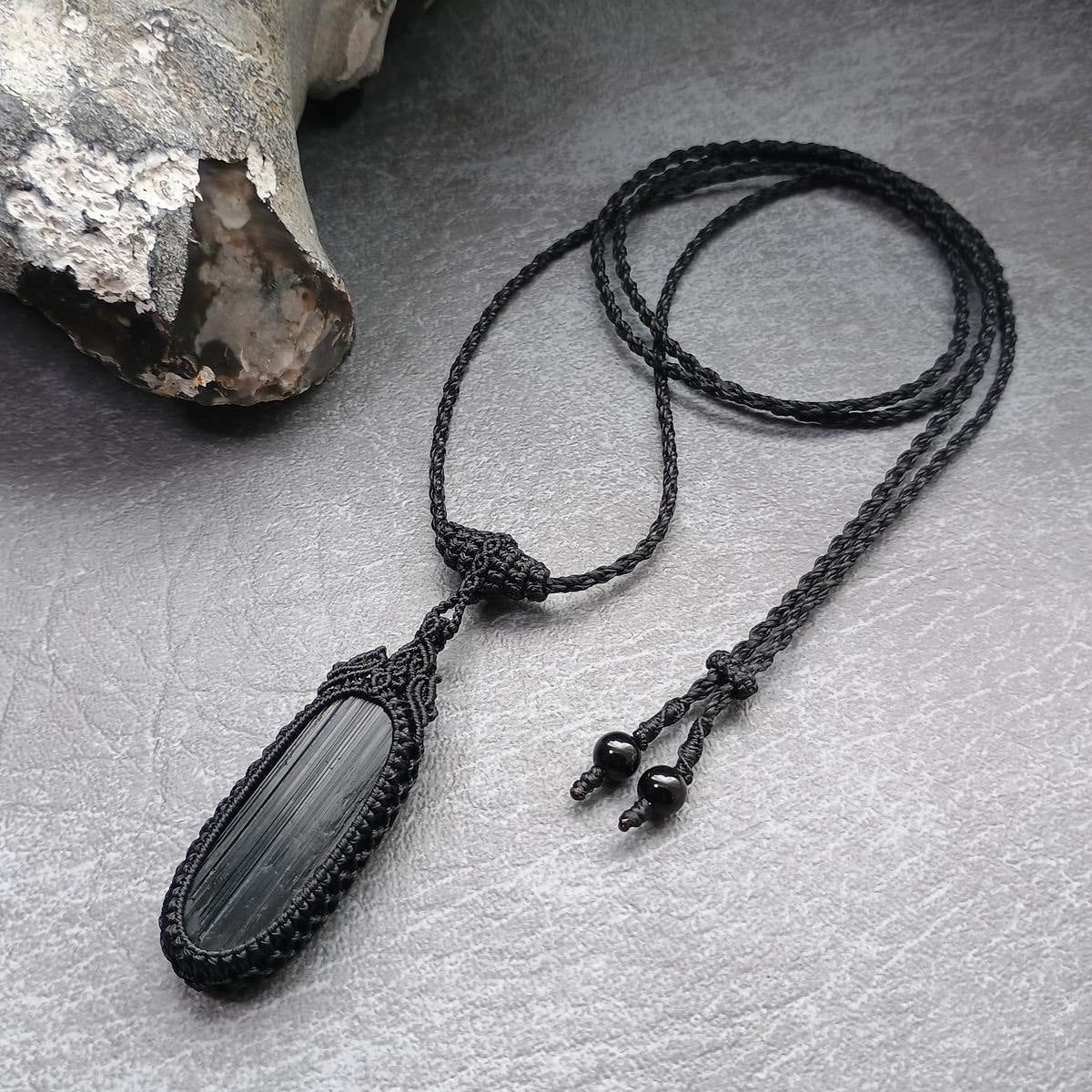 Black Tourline Macrame Necklace - SOLD