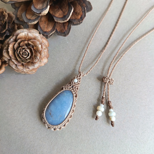 Angelite Macrame Necklace | Pendant size approx 4 cm