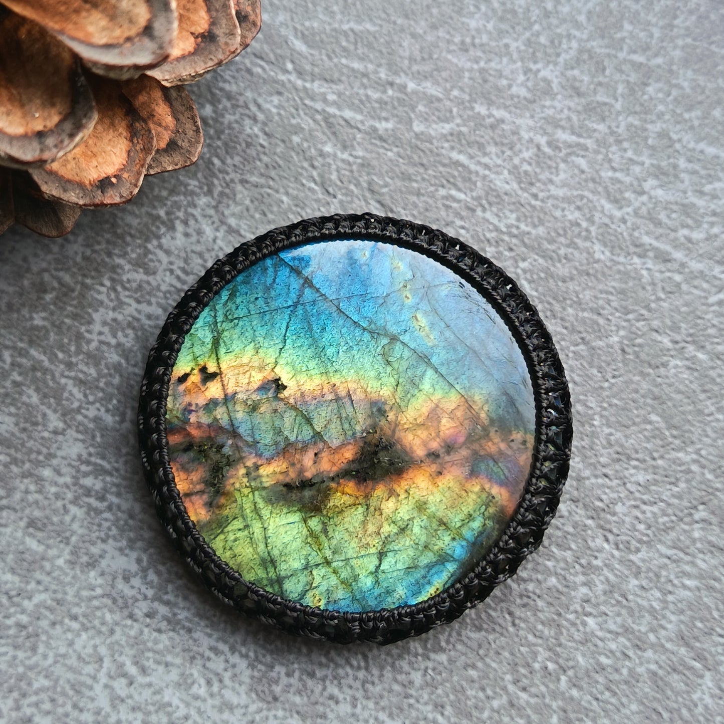Macrame wrapped stone - Labradorite | The Sunset