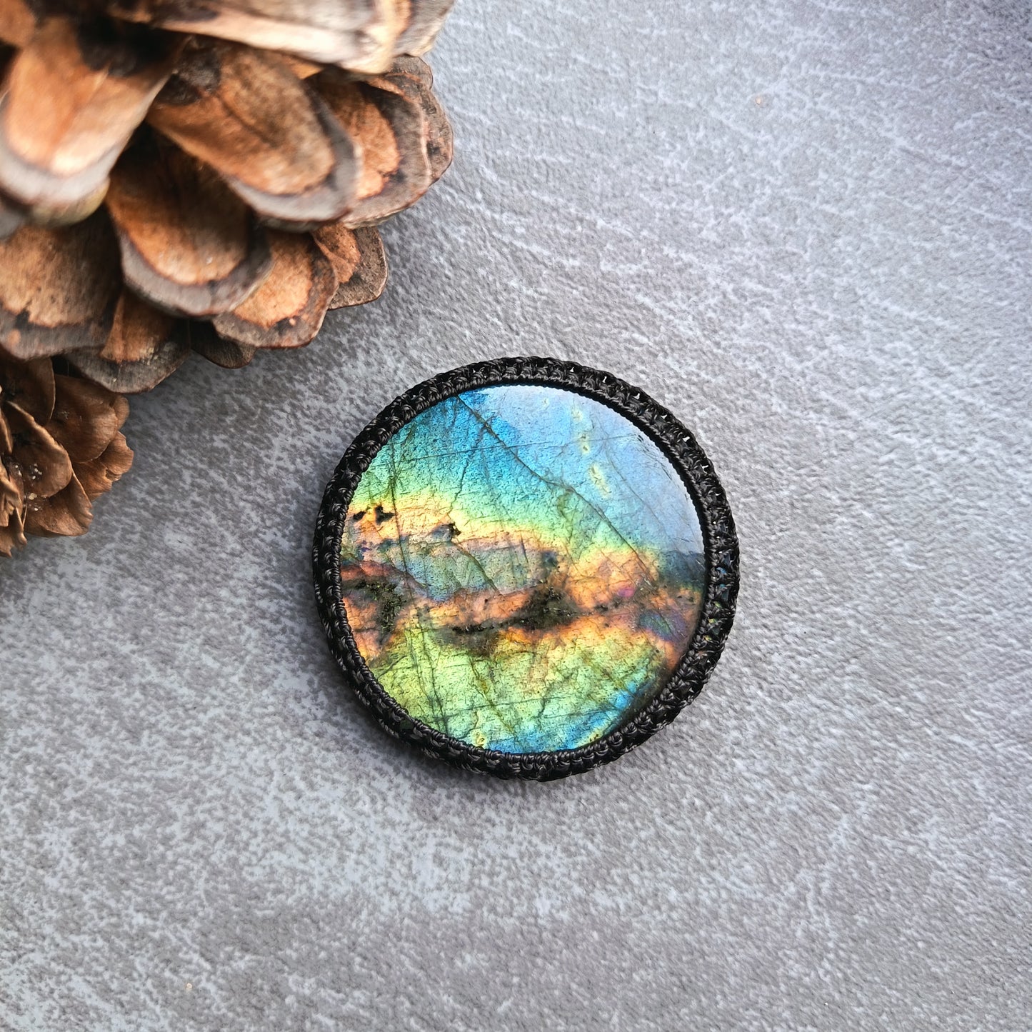 Macrame wrapped stone - Labradorite | The Sunset