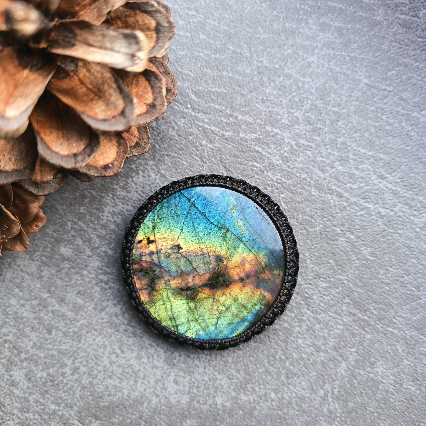 Macrame wrapped stone - Labradorite | The Sunset