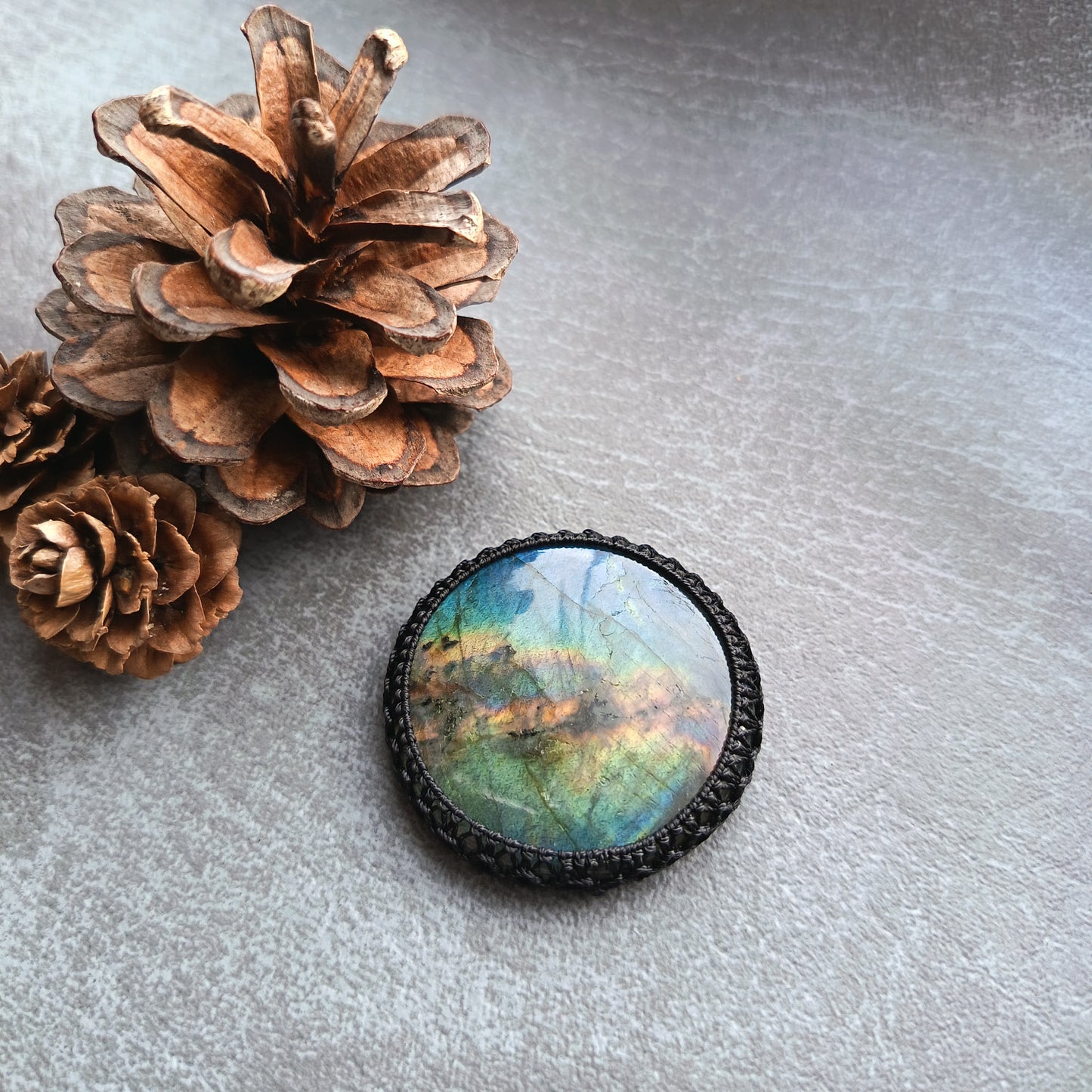 Macrame wrapped stone - Labradorite | The Sunset
