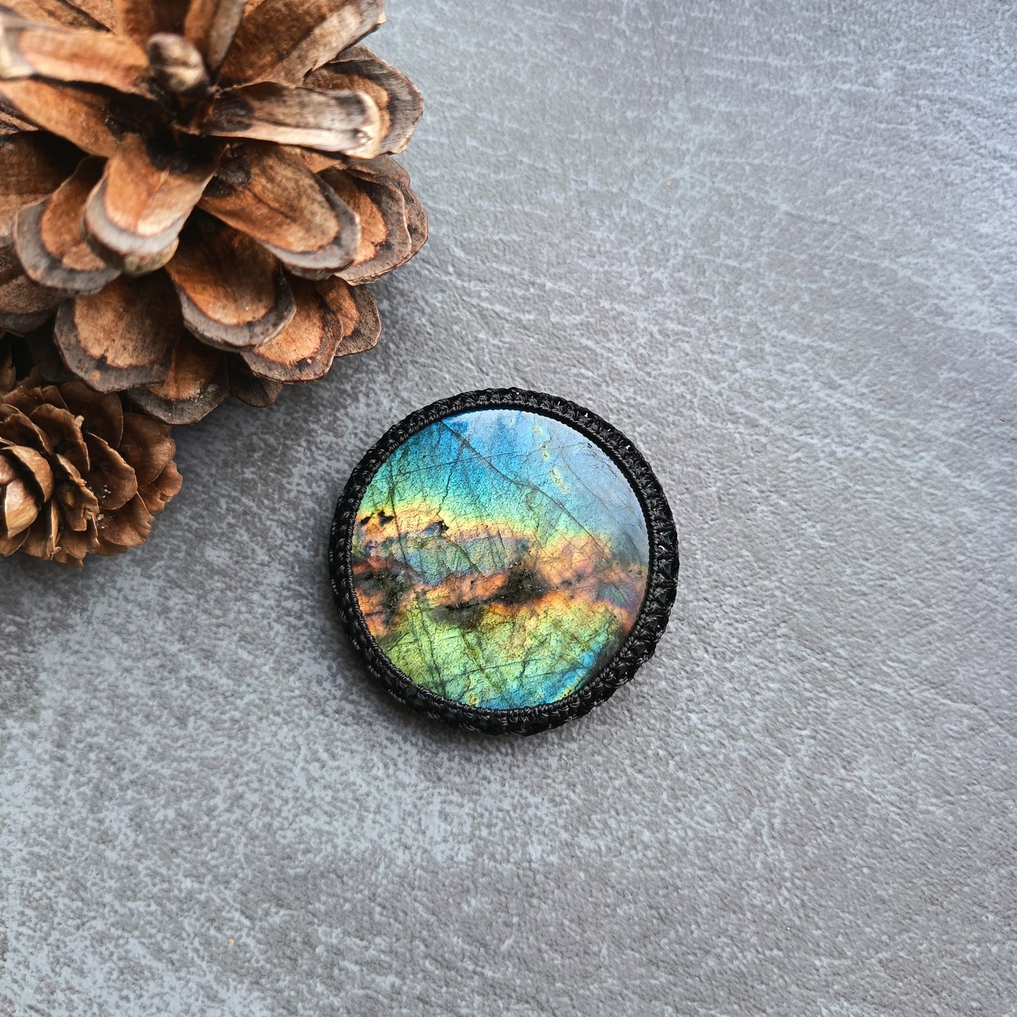 Macrame wrapped stone - Labradorite | The Sunset