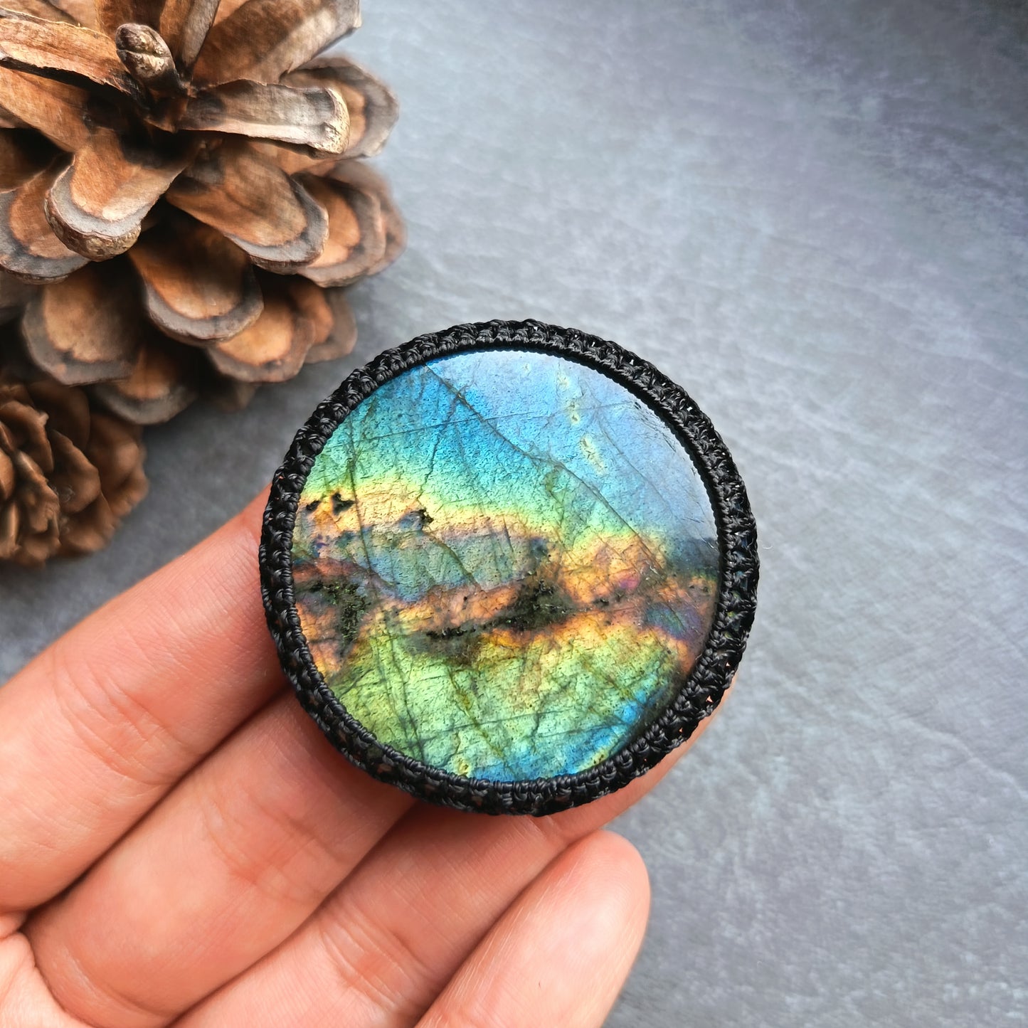 Macrame wrapped stone - Labradorite | The Sunset