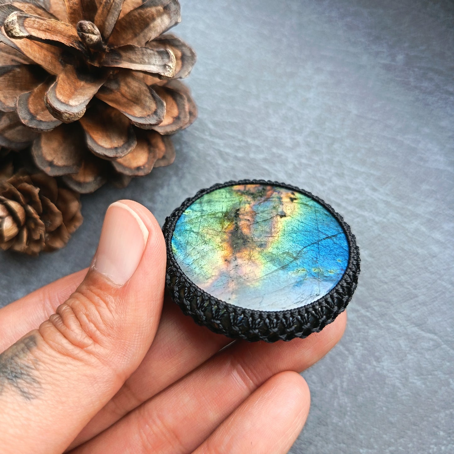Macrame wrapped stone - Labradorite | The Sunset