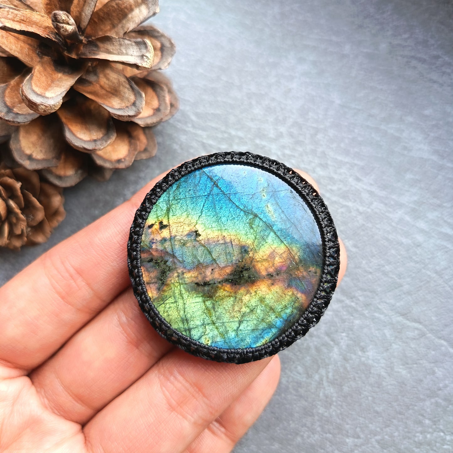 Macrame wrapped stone - Labradorite | The Sunset