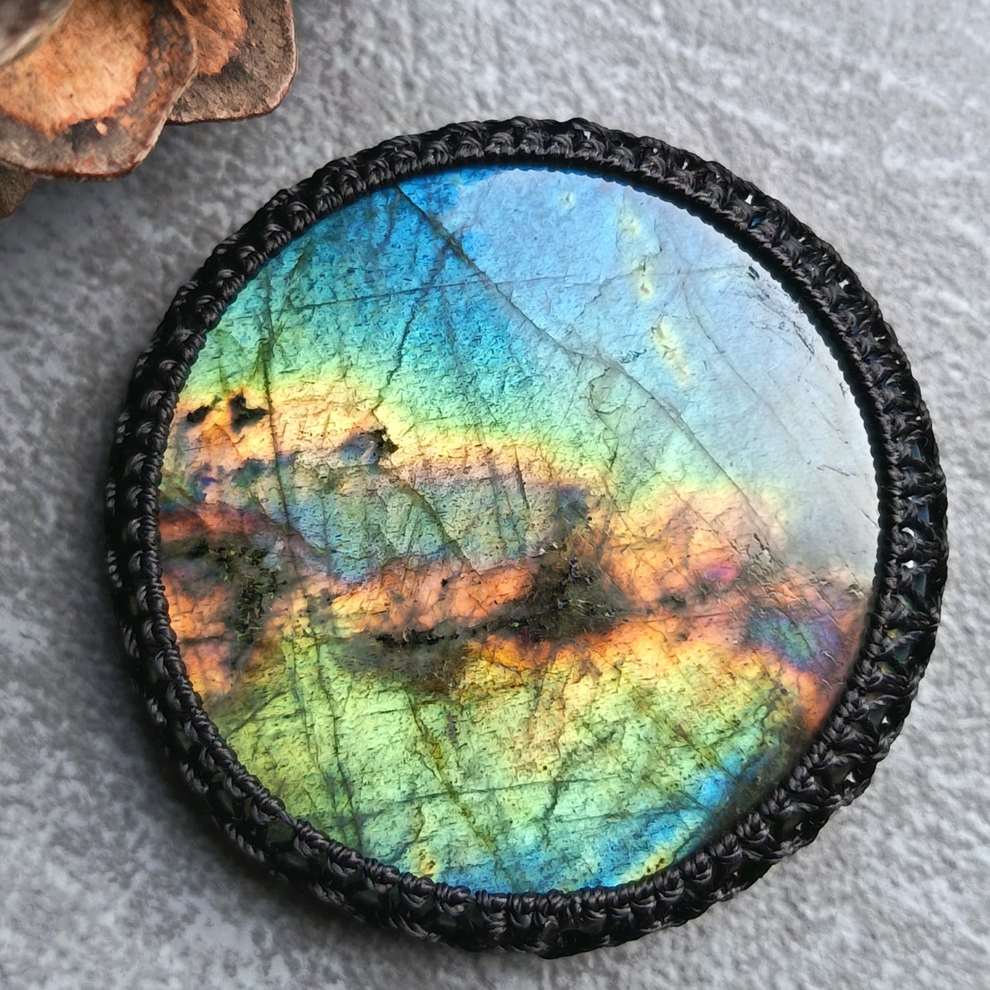 Macrame wrapped stone - Labradorite | The Sunset