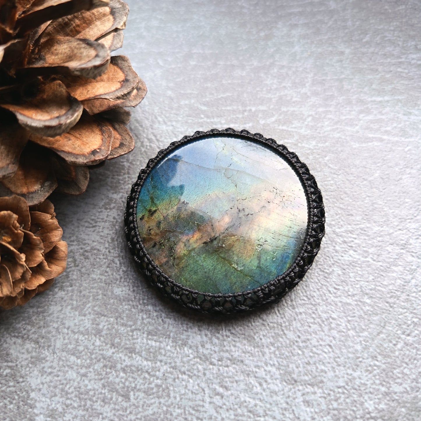 Macrame wrapped stone - Labradorite | The Sunset