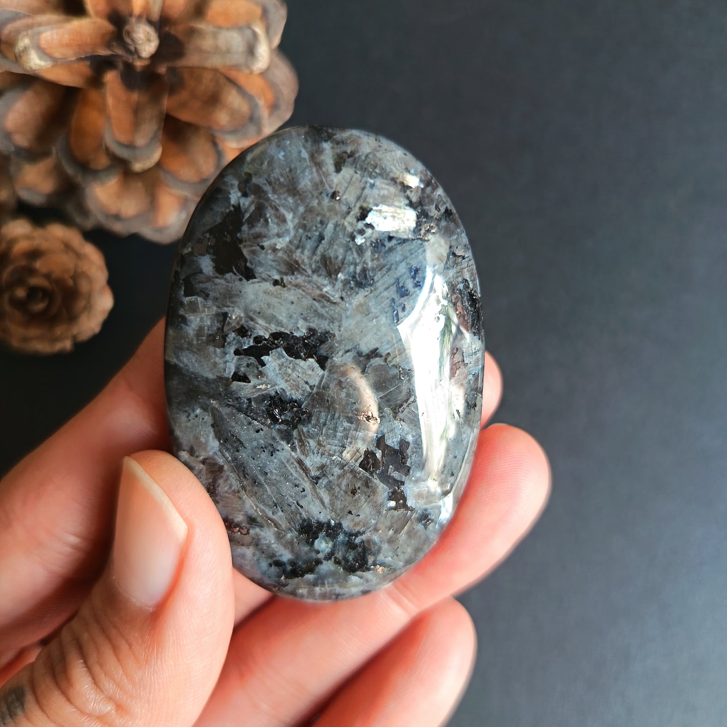 Lavikite, Palm Stone, Oval shape, 58x38x14 mm, 49.6g [PALM-R01]