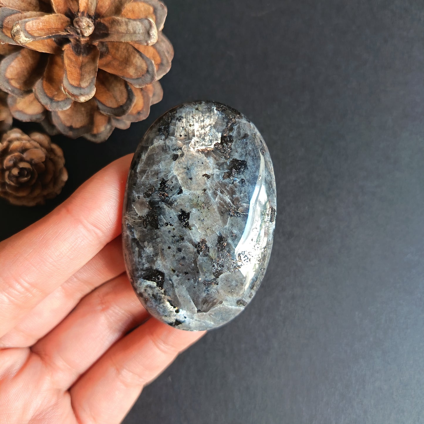 Lavikite, Palm Stone, Oval shape, 60x40x14 mm, 54.7g [PALM-R02]