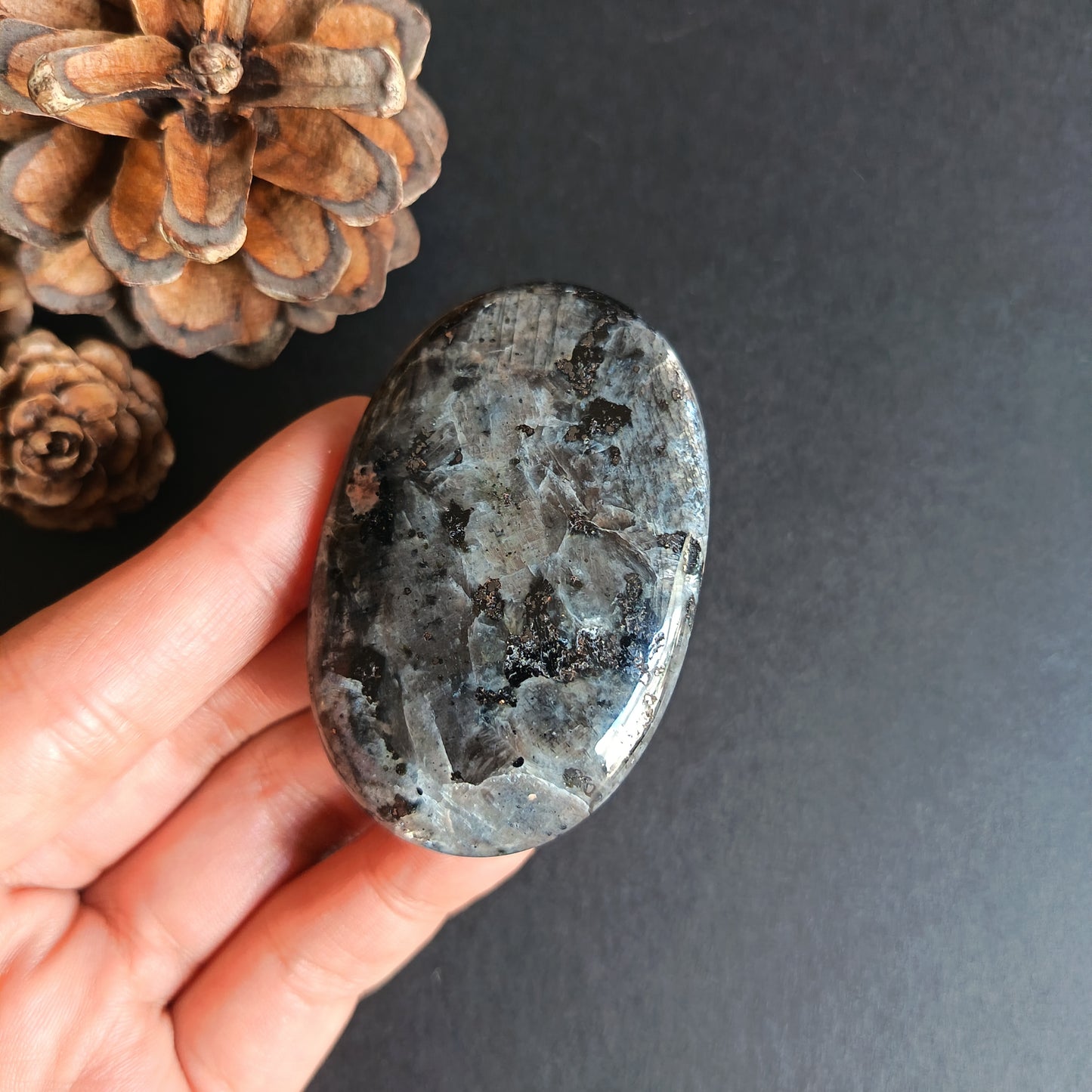 Lavikite, Palm Stone, Oval shape, 60x40x14 mm, 54.7g [PALM-R02]