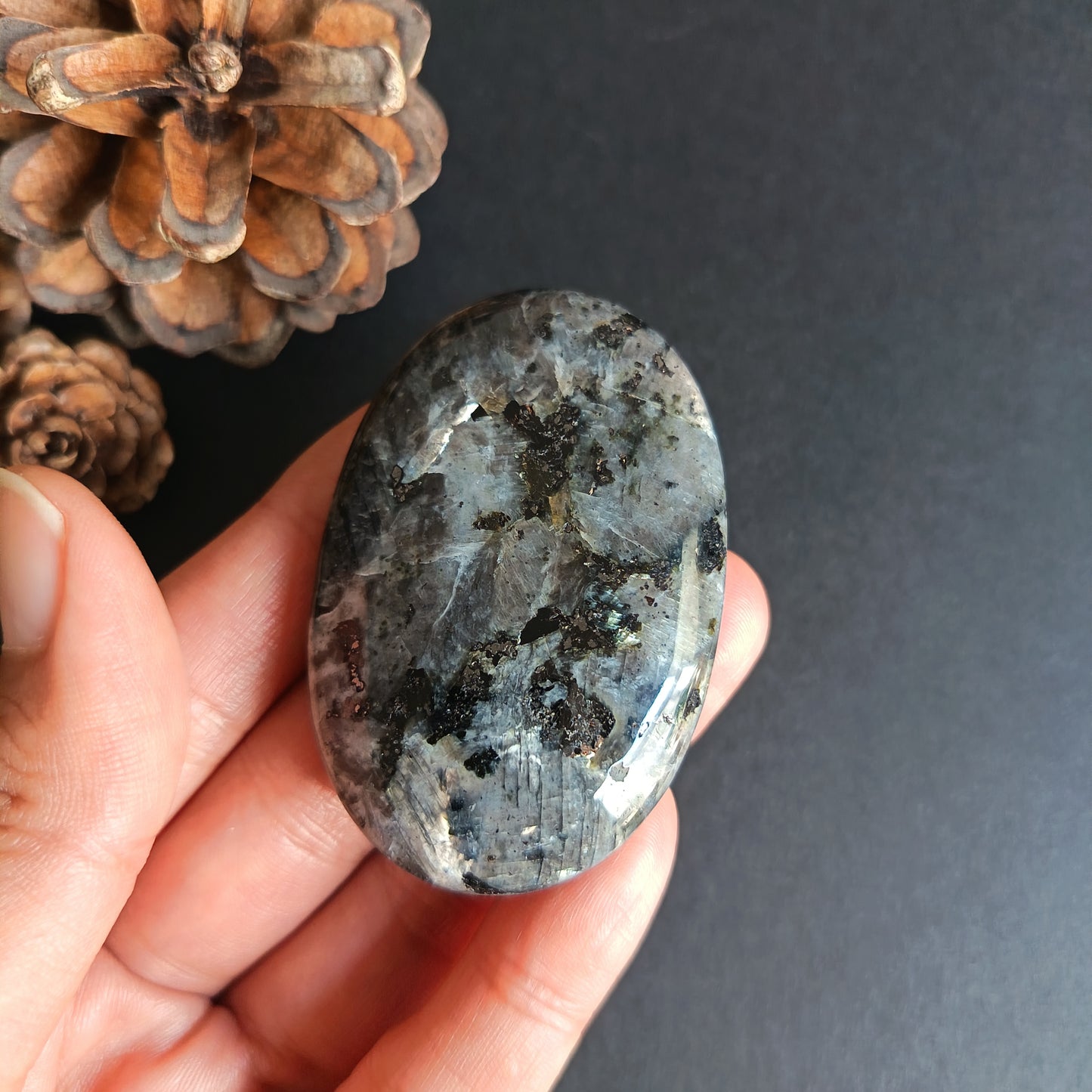 Lavikite, Palm Stone, Oval shape, 60x40x14 mm, 54.7g [PALM-R02]