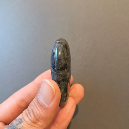 Larvikite, Palm Stone, Heart shape, 52x57x16mm, 73.2g [PALM-Y06]
