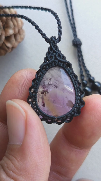 Ametrine Macrame Necklace | Pendant size 3.5 cm