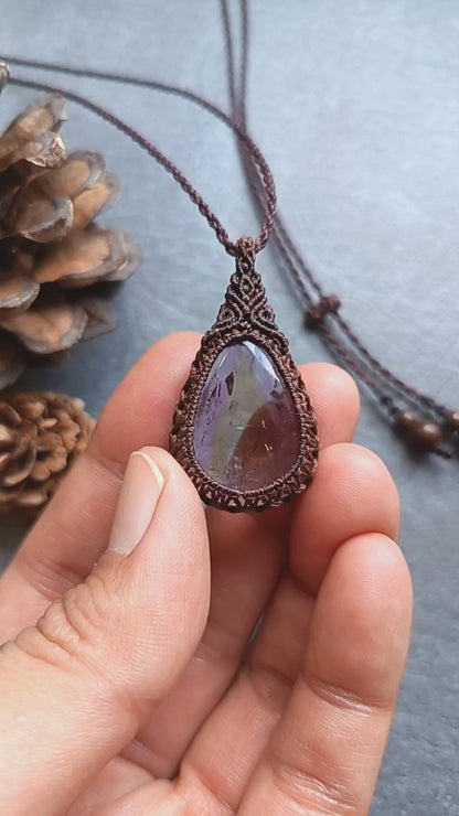 Ametrine Macrame Necklace | Pendant size approx 4 cm