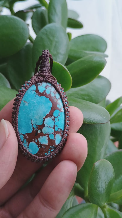 Dyed Magnesite Macrame Necklace  | Pendant size approx 5.6 cm |  Clearance