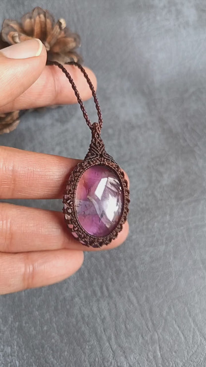 Ametrine Macrame Necklace | Pendant size approx 4.7 cm