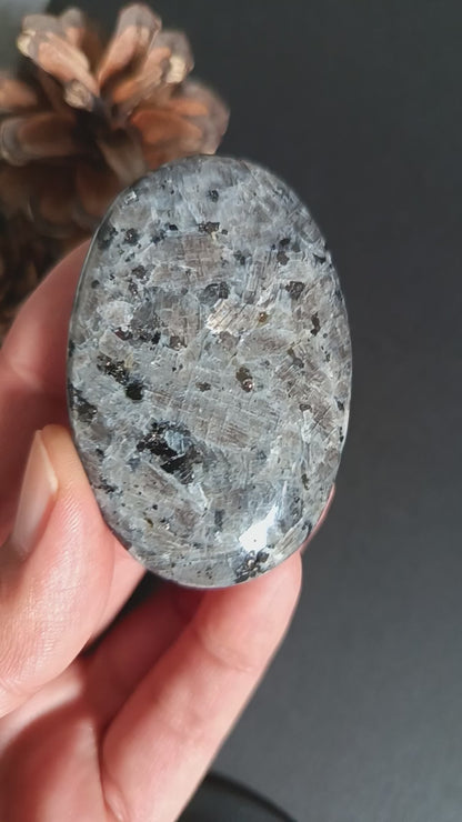 Larvikite, Palm Stone, Oval shape, 60x40x12 mm, 48.8g [PALM-S01]