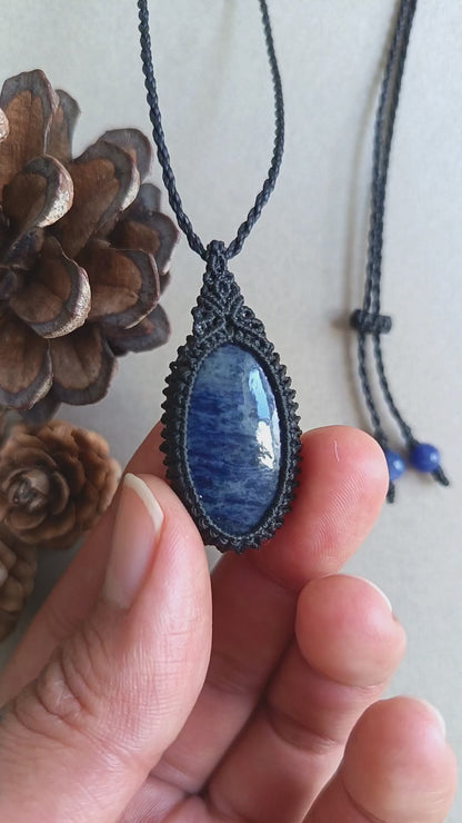 Sodalite Macrame Necklace  | Pendant size 4.3 cm