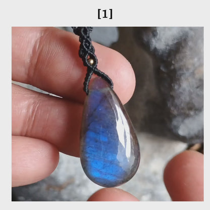 Mini Labradorite Macrame Necklace [LOT-DGB2] with Brass bead