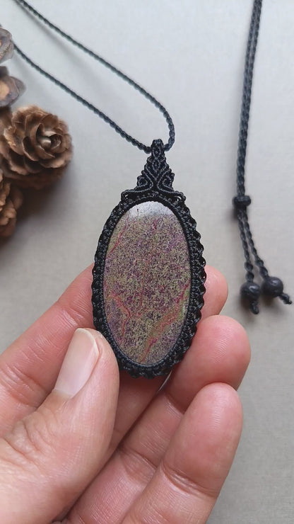 Atlantisite Macrame Necklace | Pendant size 5.7 cm