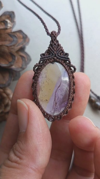 Ametrine Macrame Necklace | Pendant size 4.5 cm
