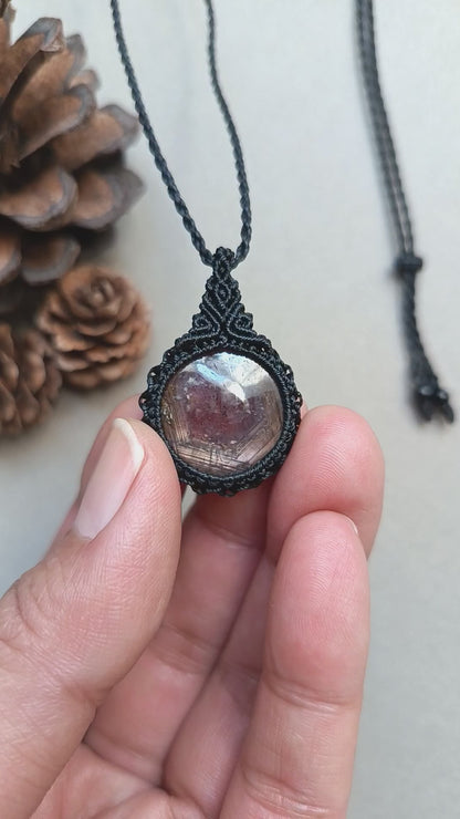 Sapphire (Brown - Purple) Macrame Necklace | Pendant size 3.5 cm