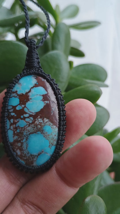 Dyed Magnesite Macrame Necklace  | Pendant size approx 5.8 cm |  Clearance