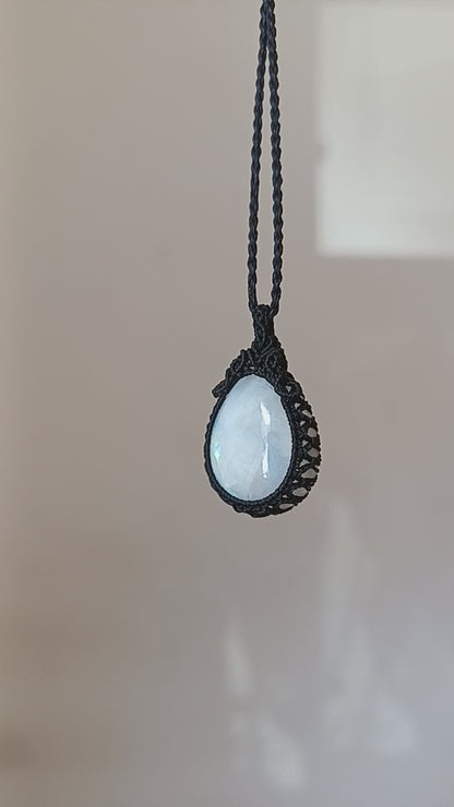 Moonstone Macrame Necklace | Pendant size approx 3.6 cm