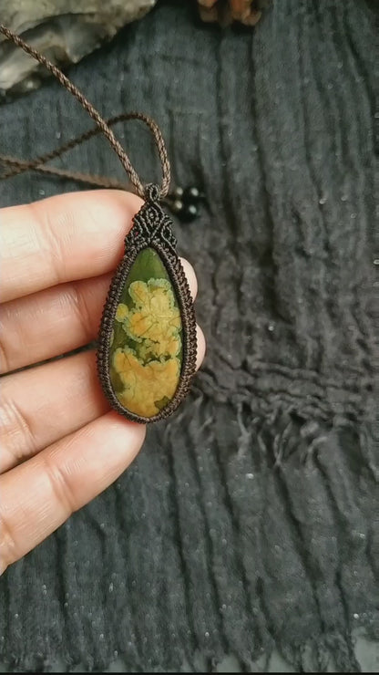 Rhyolite Macrame Necklace  | Pendant size approx 4.9 cm