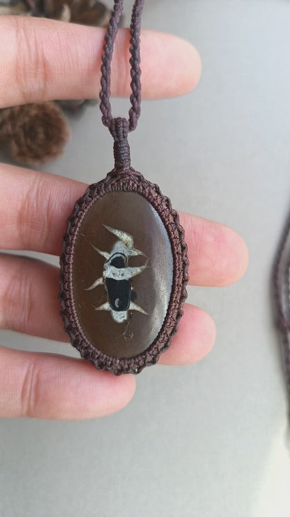 Septarian Macrame Necklace | Pendant size 5.5 cm