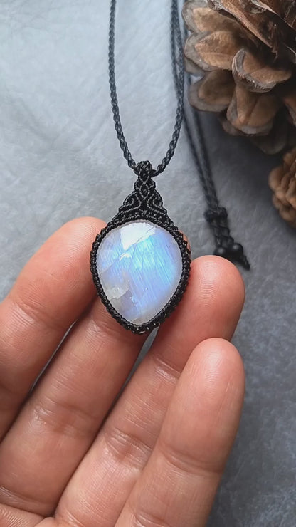 Moonstone Macrame Necklace | Pendant size approx 3.6 cm - SOLD