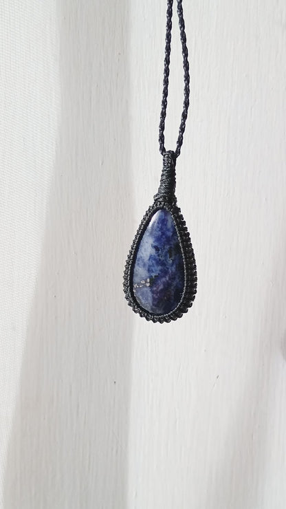 Sodalite Macrame Necklace  | Pendant size approx 4.7 cm