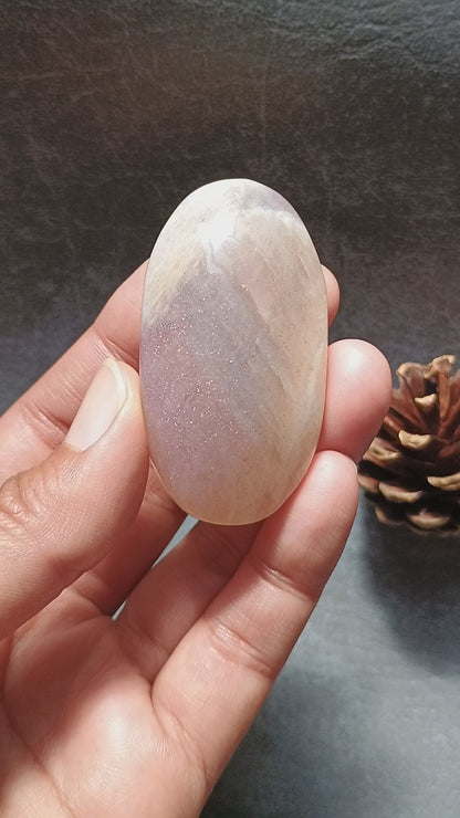 Moonstone Palm Stone, 56x30x20mm, 52.2g [PALM-D01]