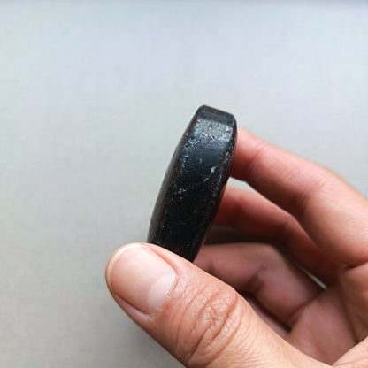 Arfvedsonite (Matte polished), Heart Shape, Palm Stone, 52x56x19mm, 102.8g [PALM-114]