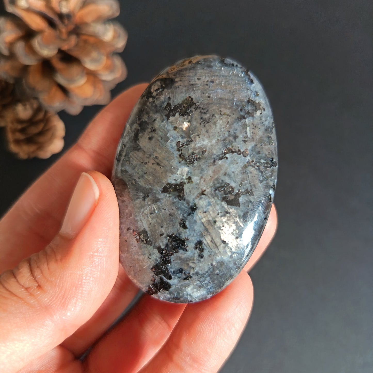 Lavikite, Palm Stone, Oval shape, 58x38x16 mm, 52.6g [PALM-S04]