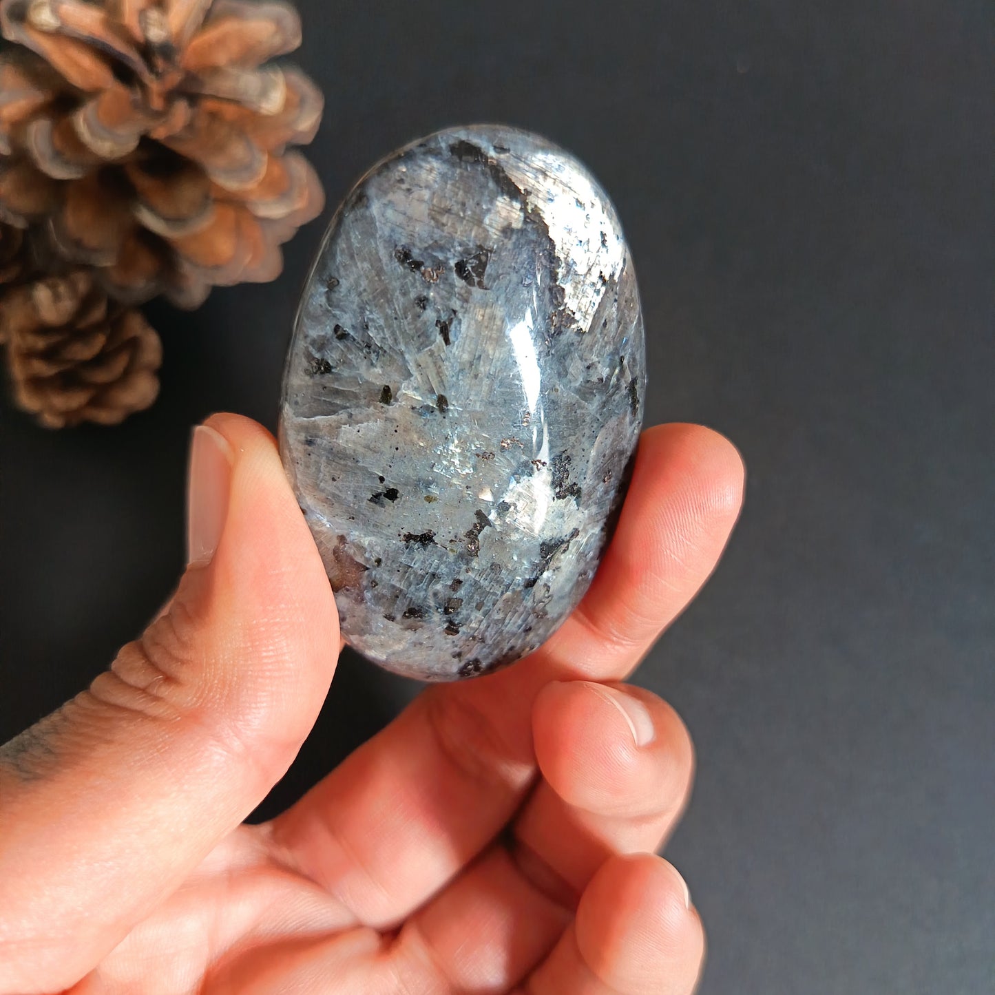 Lavikite, Palm Stone, Oval shape, 58x38x16 mm, 52.6g [PALM-S04]