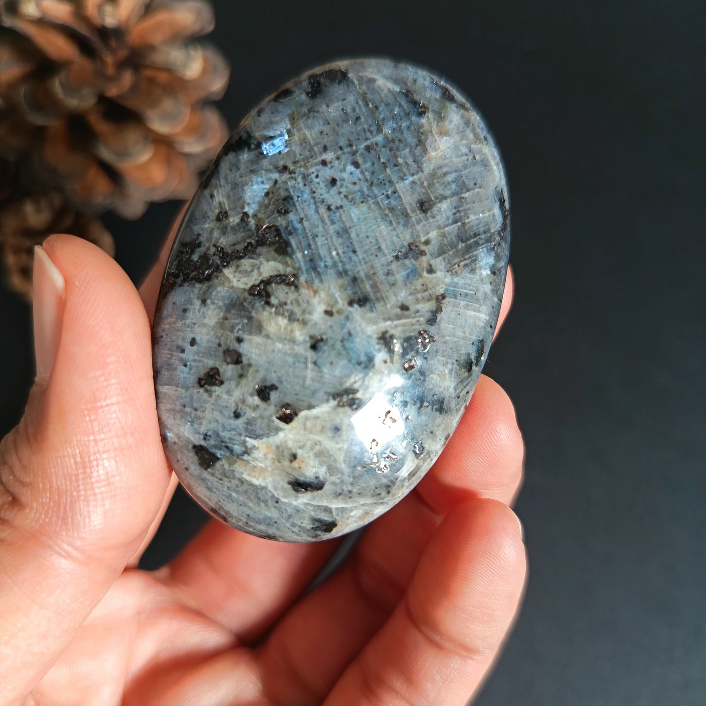 Lavikite, Palm Stone, Oval shape, 59x39x16 mm, 54.1g [PALM-S05]