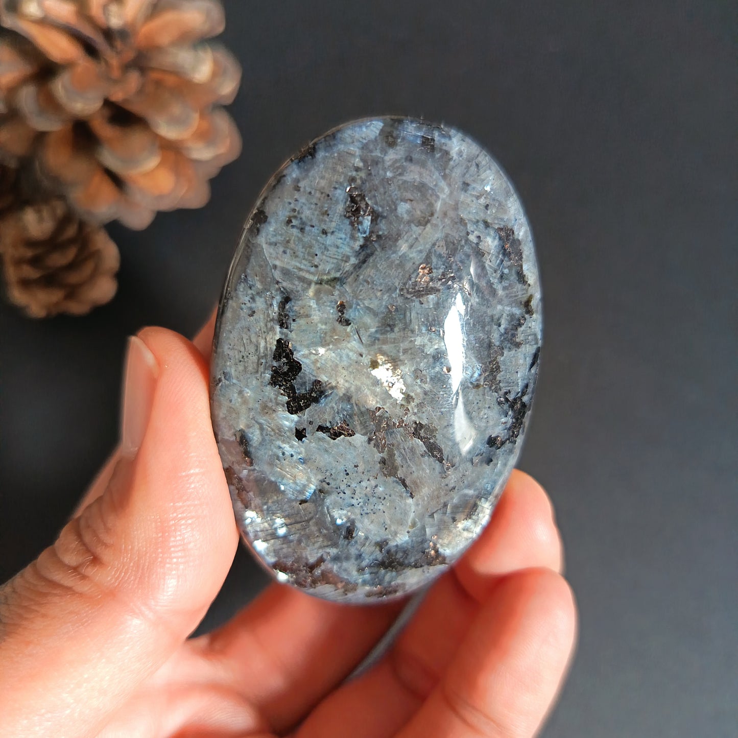 Lavikite, Palm Stone, Oval shape, 60x40x16 mm, 56.6g [PALM-S06]