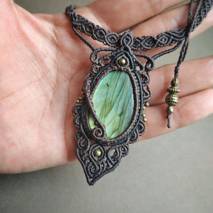 Labradorite Macrame Necklace - SOLD