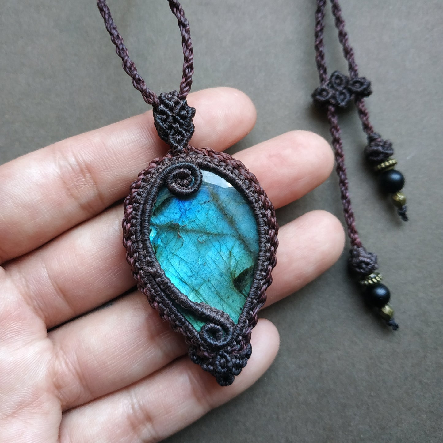 Labradorite Macrame Necklace - SOLD